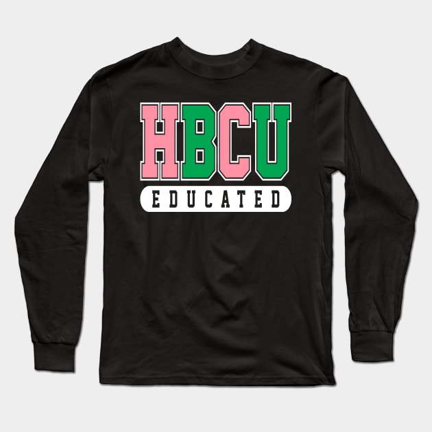 HBCU Educated Pink and Green Long Sleeve T-Shirt by Pretty Phoxie LLC